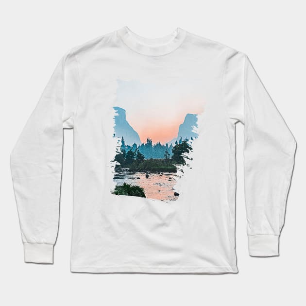 Beautiful Mountain Lake Landscape Long Sleeve T-Shirt by PGP